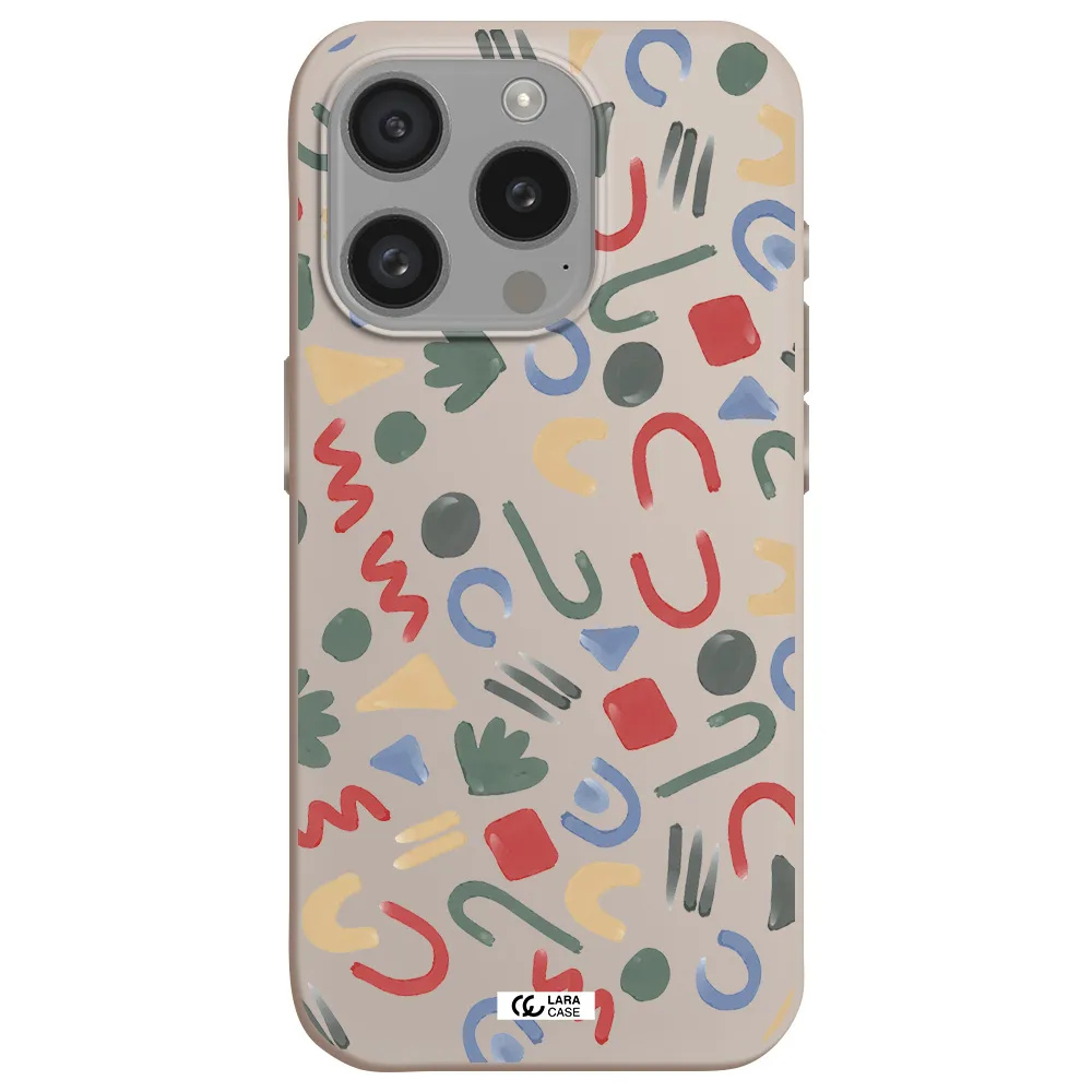 A Pattern Of Colorful Shapes Apple Iphone 15 Pro Silicone Stone Case