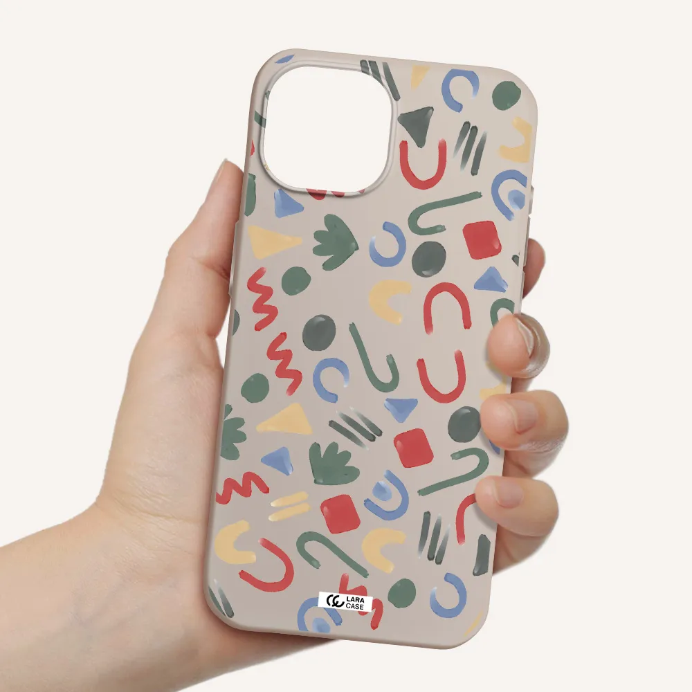 a pattern of colorful shapes Apple iPhone 15 Silicone Stone Case