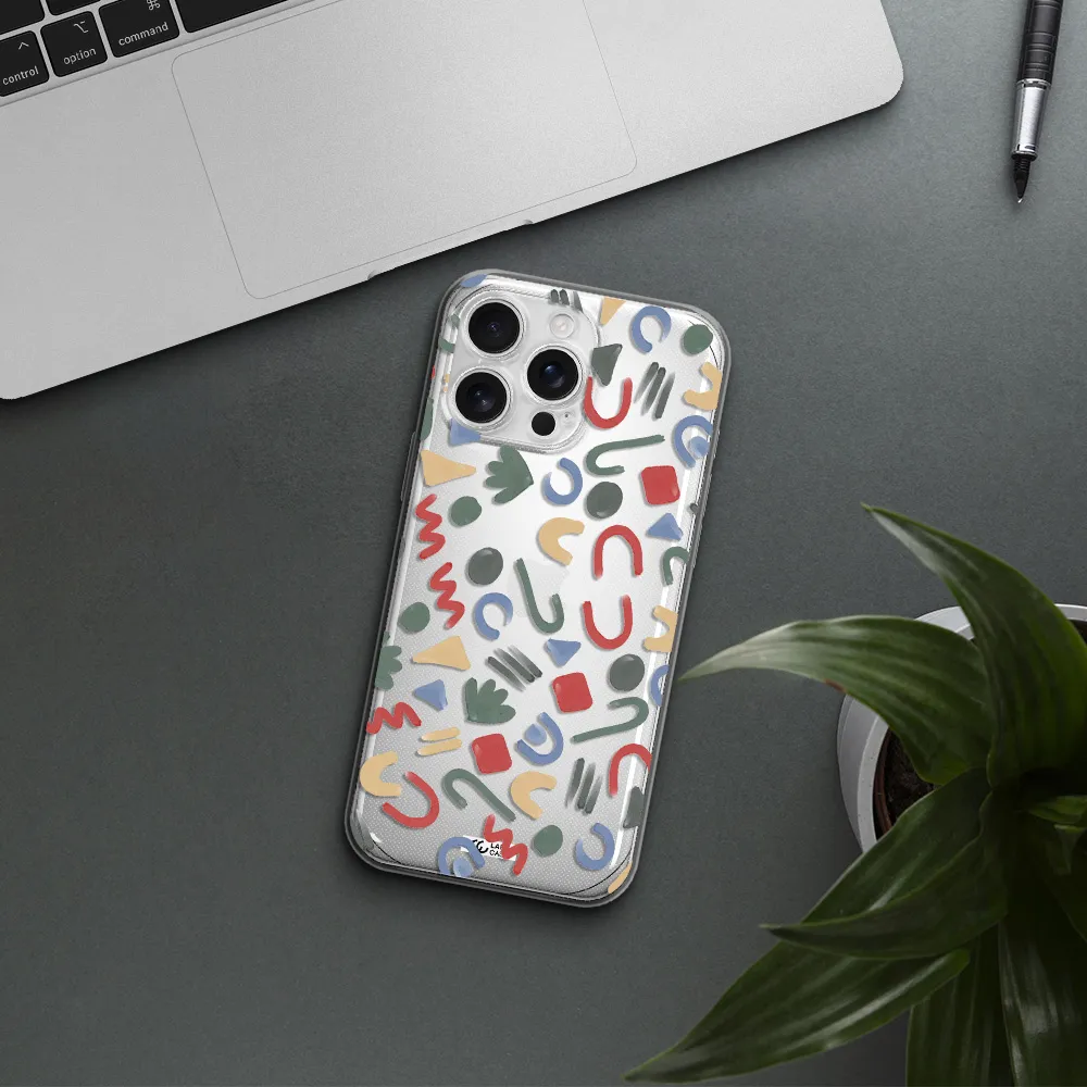 A Pattern Of Colorful Shapes Apple Iphone 16 Pro Max Clear Tpu Case