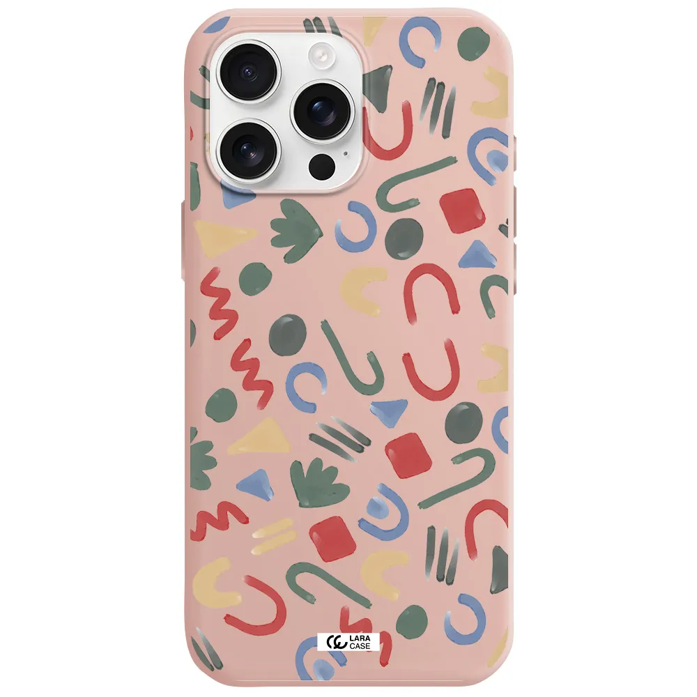 A Pattern Of Colorful Shapes Apple Iphone 16 Pro Max Silicone Pastel Pink Case