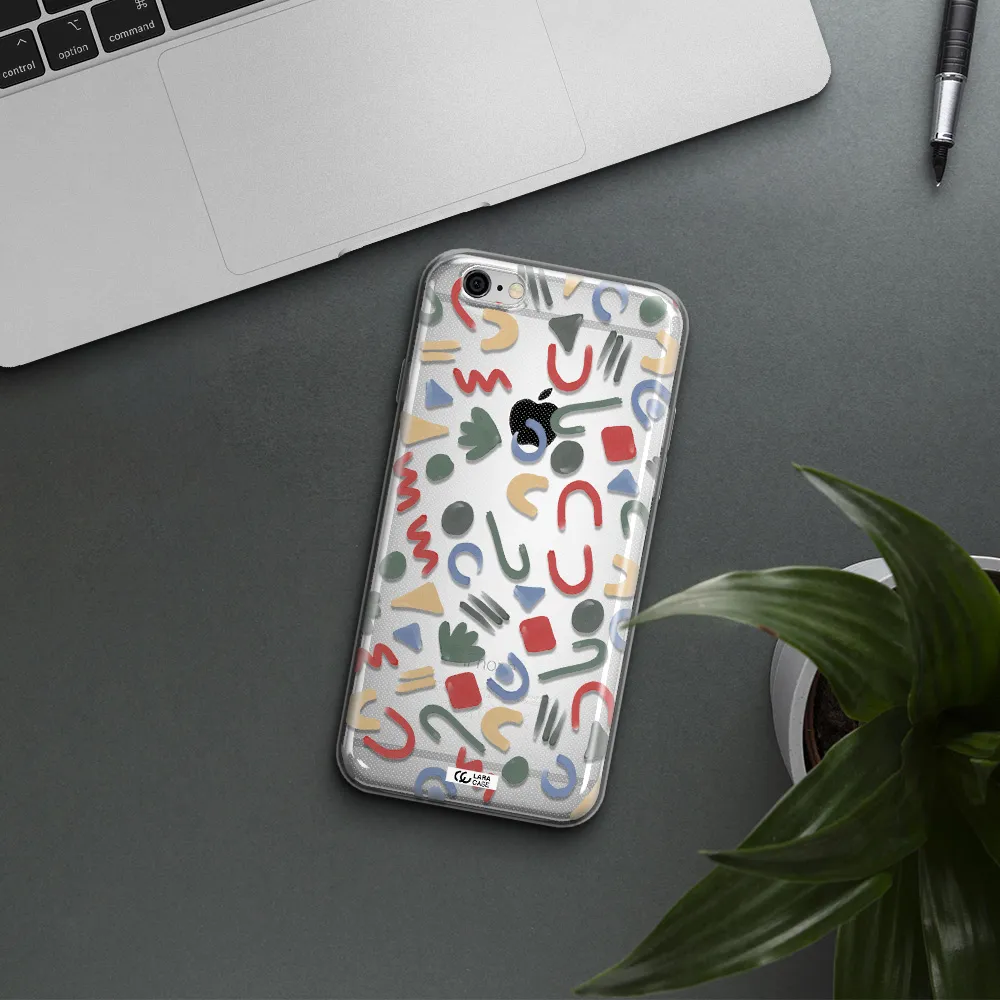 a pattern of colorful shapes Apple iPhone 6 plus Clear TPU Case