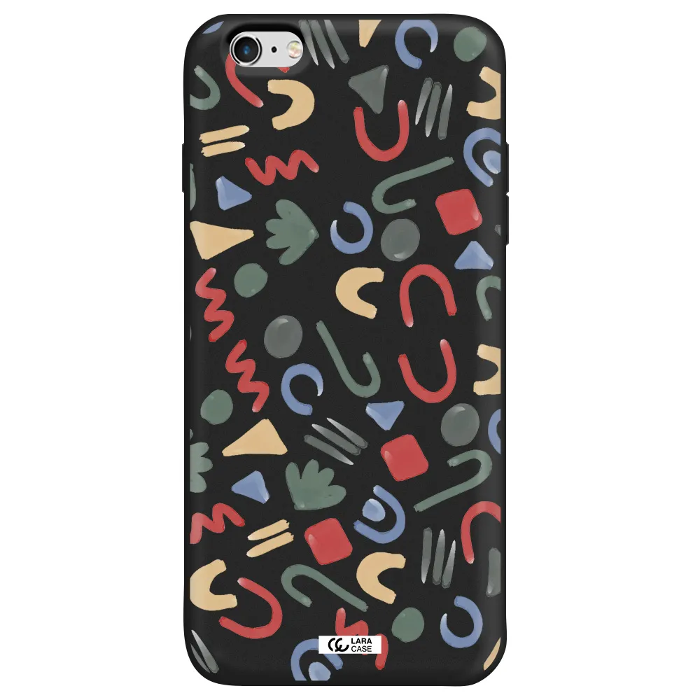 a pattern of colorful shapes Apple iPhone 6 plus Silicone black Case