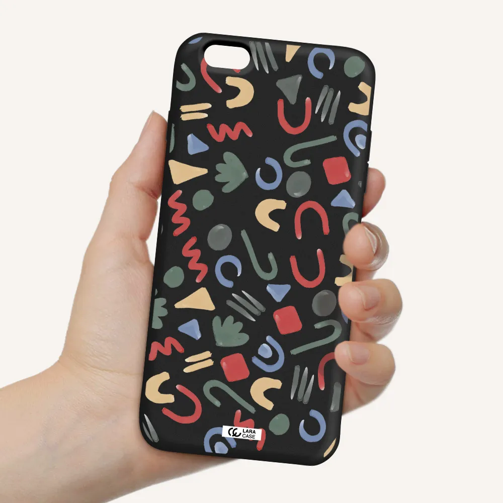 a pattern of colorful shapes Apple iPhone 6 plus Silicone black Case