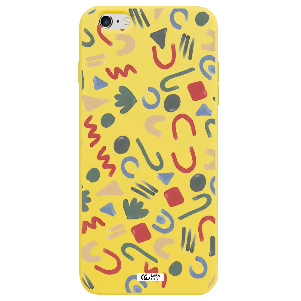 a pattern of colorful shapes Apple iPhone 6 plus Silicone canary yellow Case