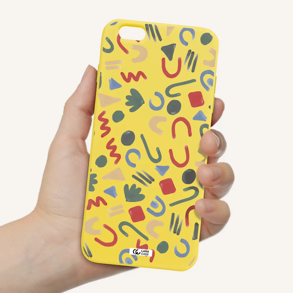 a pattern of colorful shapes Apple iPhone 6 plus Silicone canary yellow Case