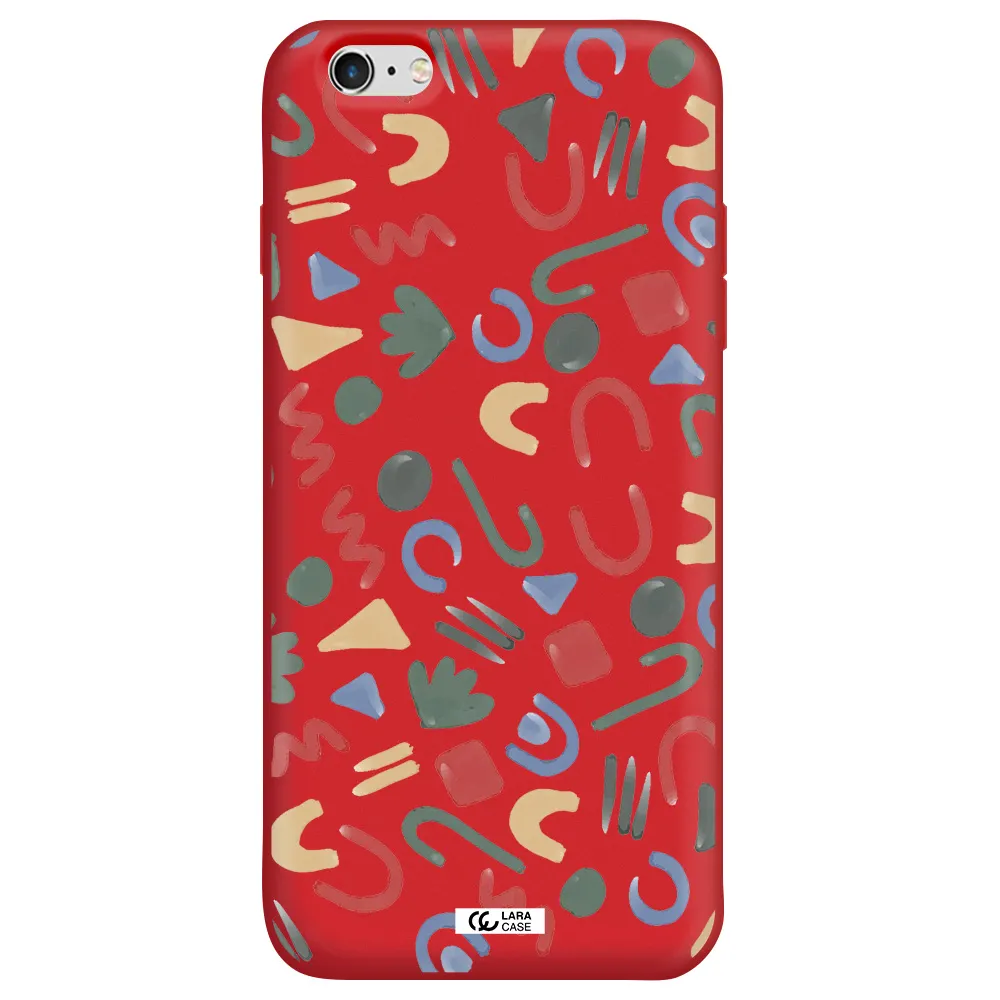 a pattern of colorful shapes Apple iPhone 6 plus Silicone Imperial Red Case