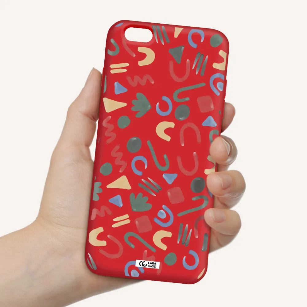 a pattern of colorful shapes Apple iPhone 6 plus Silicone Imperial Red Case