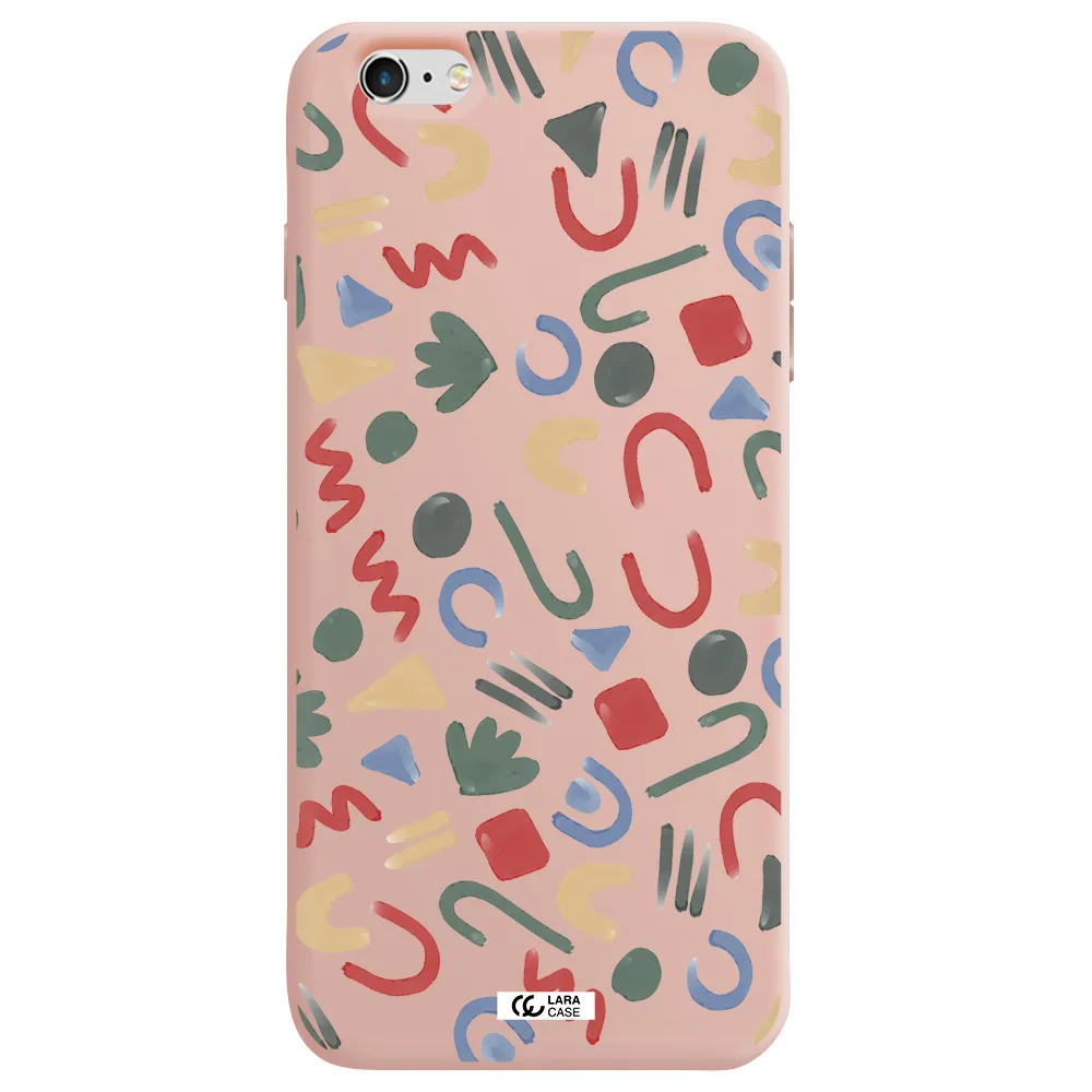 a pattern of colorful shapes Apple iPhone 6 plus Silicone pastel pink Case