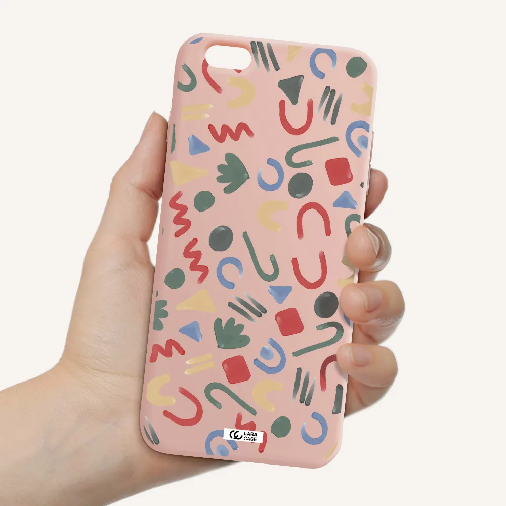 a pattern of colorful shapes Apple iPhone 6 plus Silicone pastel pink Case