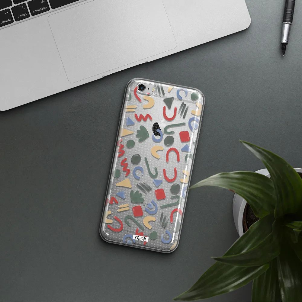a pattern of colorful shapes Apple iPhone 6 s plus Clear TPU Case