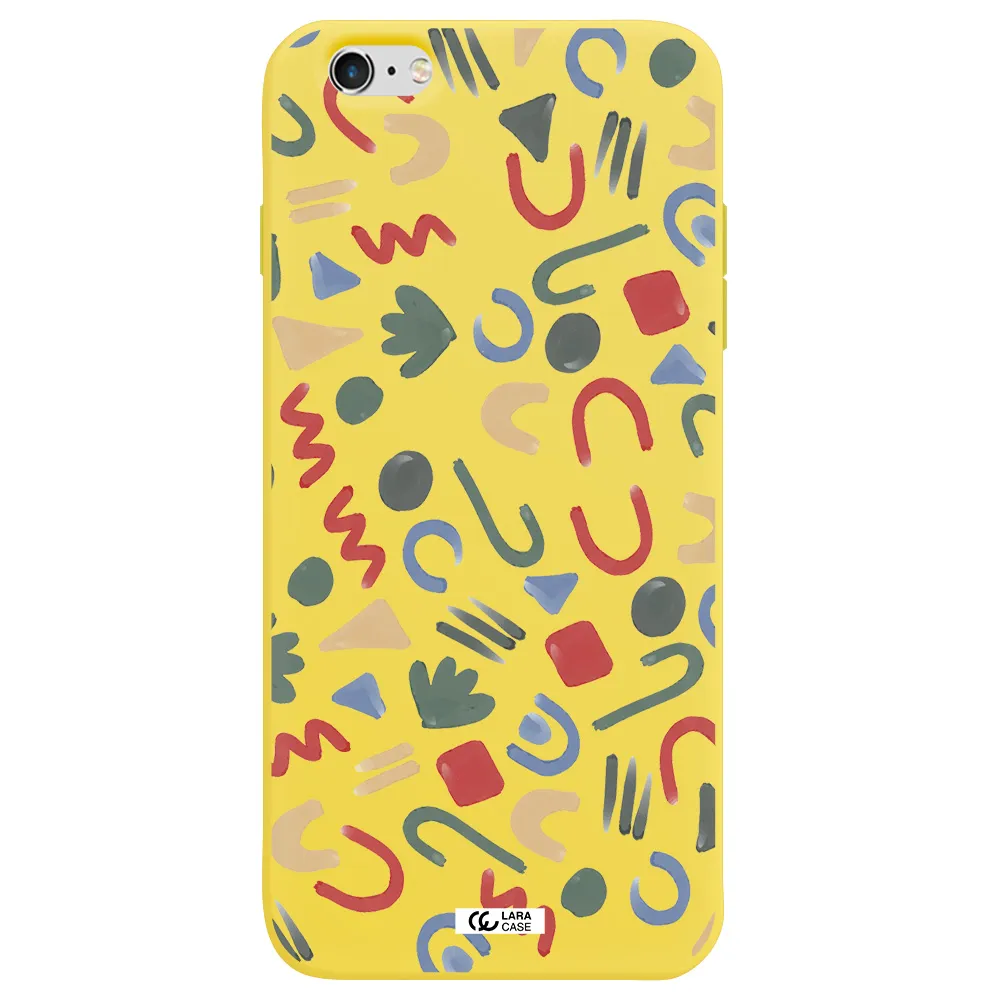 a pattern of colorful shapes Apple iPhone 6 s plus Silicone canary yellow Case
