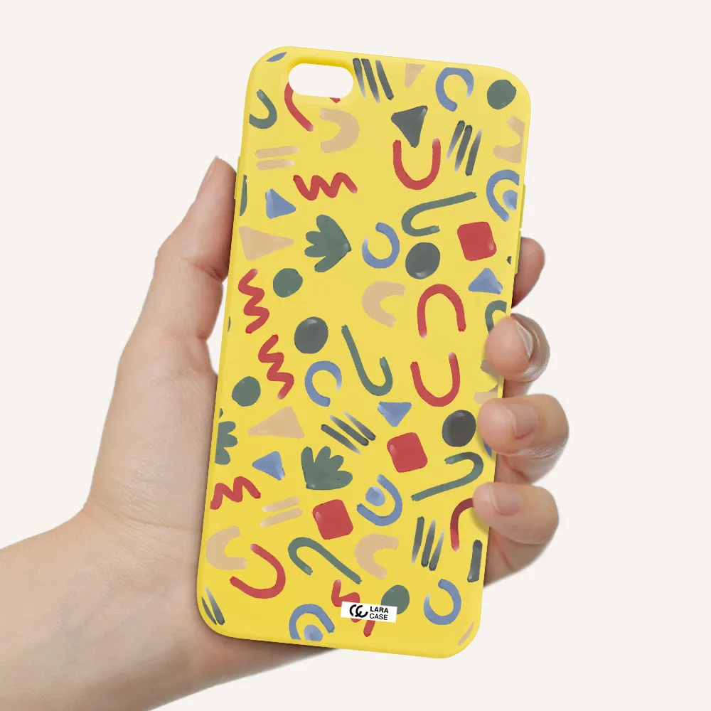 a pattern of colorful shapes Apple iPhone 6 s plus Silicone canary yellow Case