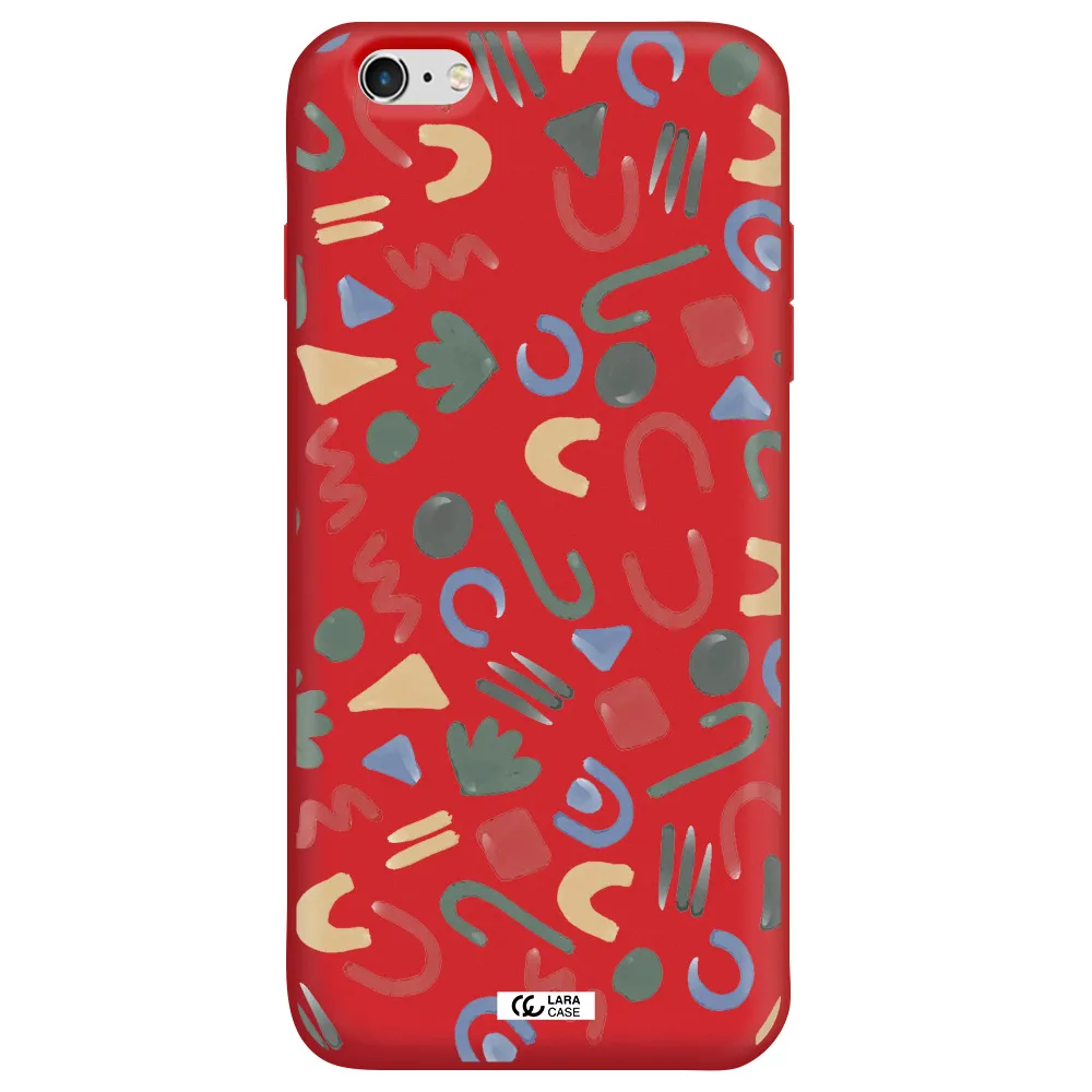 a pattern of colorful shapes Apple iPhone 6 s plus Silicone Imperial Red Case