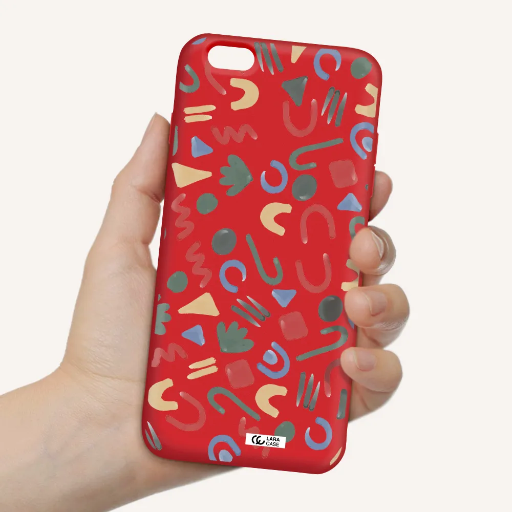 a pattern of colorful shapes Apple iPhone 6 s plus Silicone Imperial Red Case