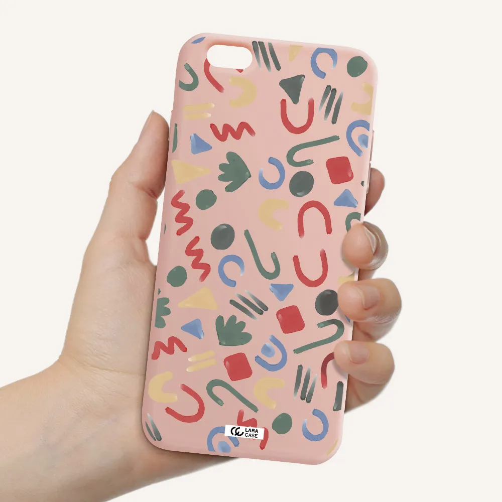 a pattern of colorful shapes Apple iPhone 6 s plus Silicone pastel pink Case
