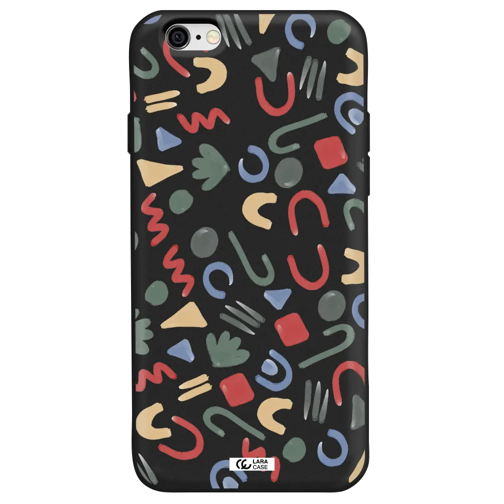 a pattern of colorful shapes Apple iPhone 6 Silicone black Case