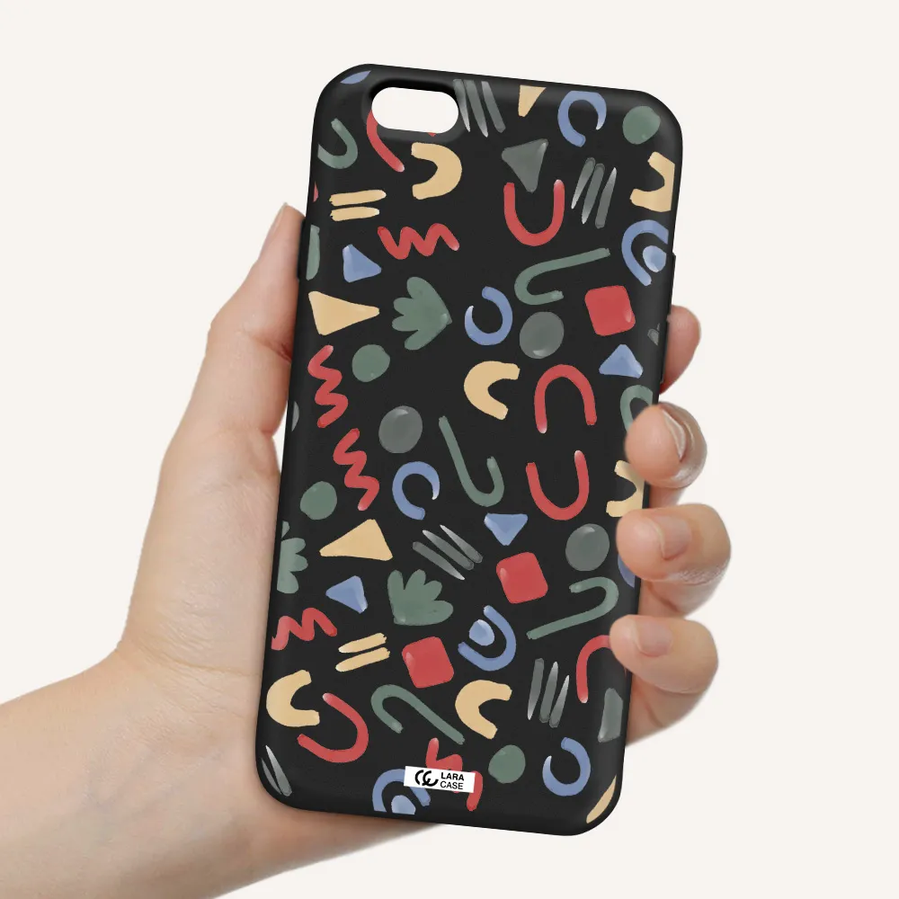 a pattern of colorful shapes Apple iPhone 6 Silicone black Case