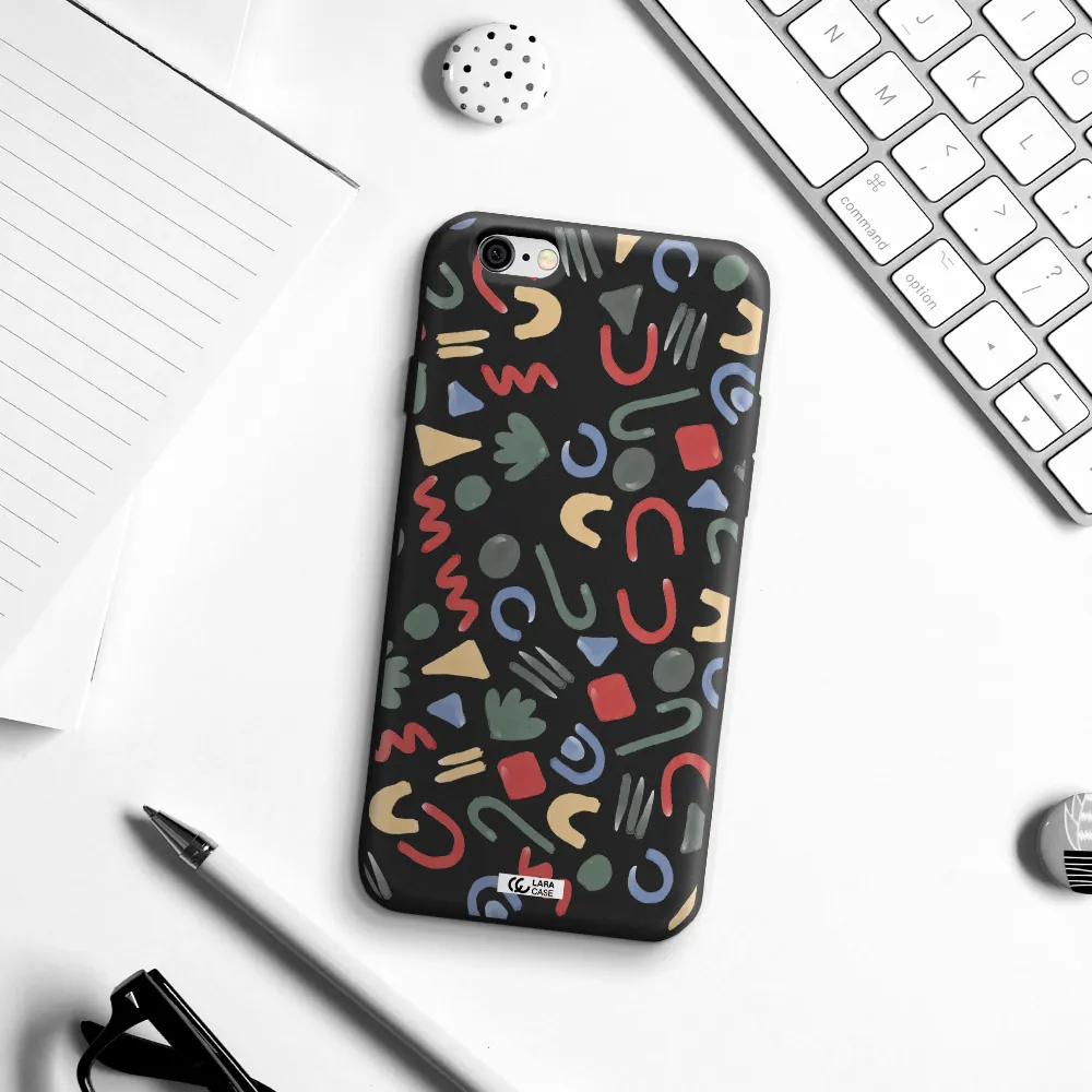 a pattern of colorful shapes Apple iPhone 6 Silicone black Case