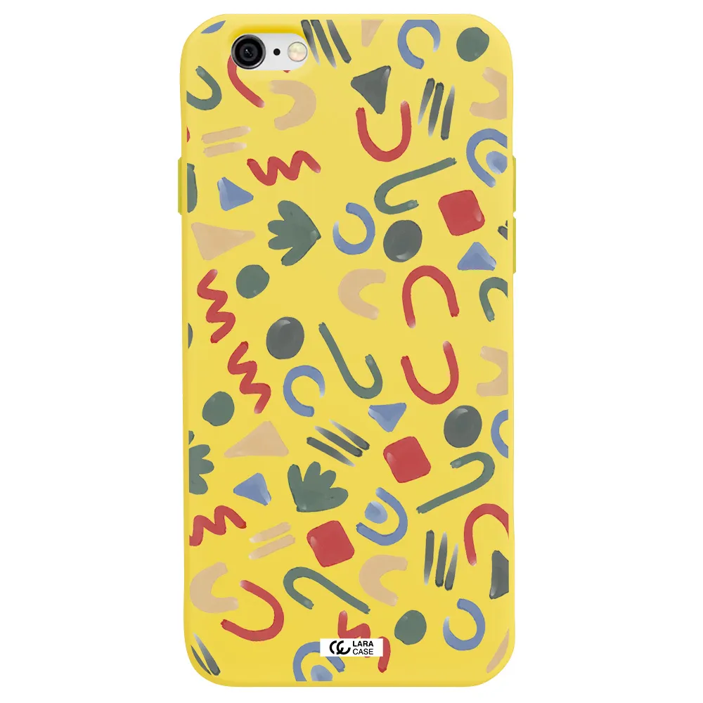 a pattern of colorful shapes Apple iPhone 6 Silicone canary yellow Case