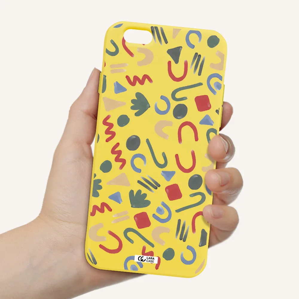 a pattern of colorful shapes Apple iPhone 6 Silicone canary yellow Case