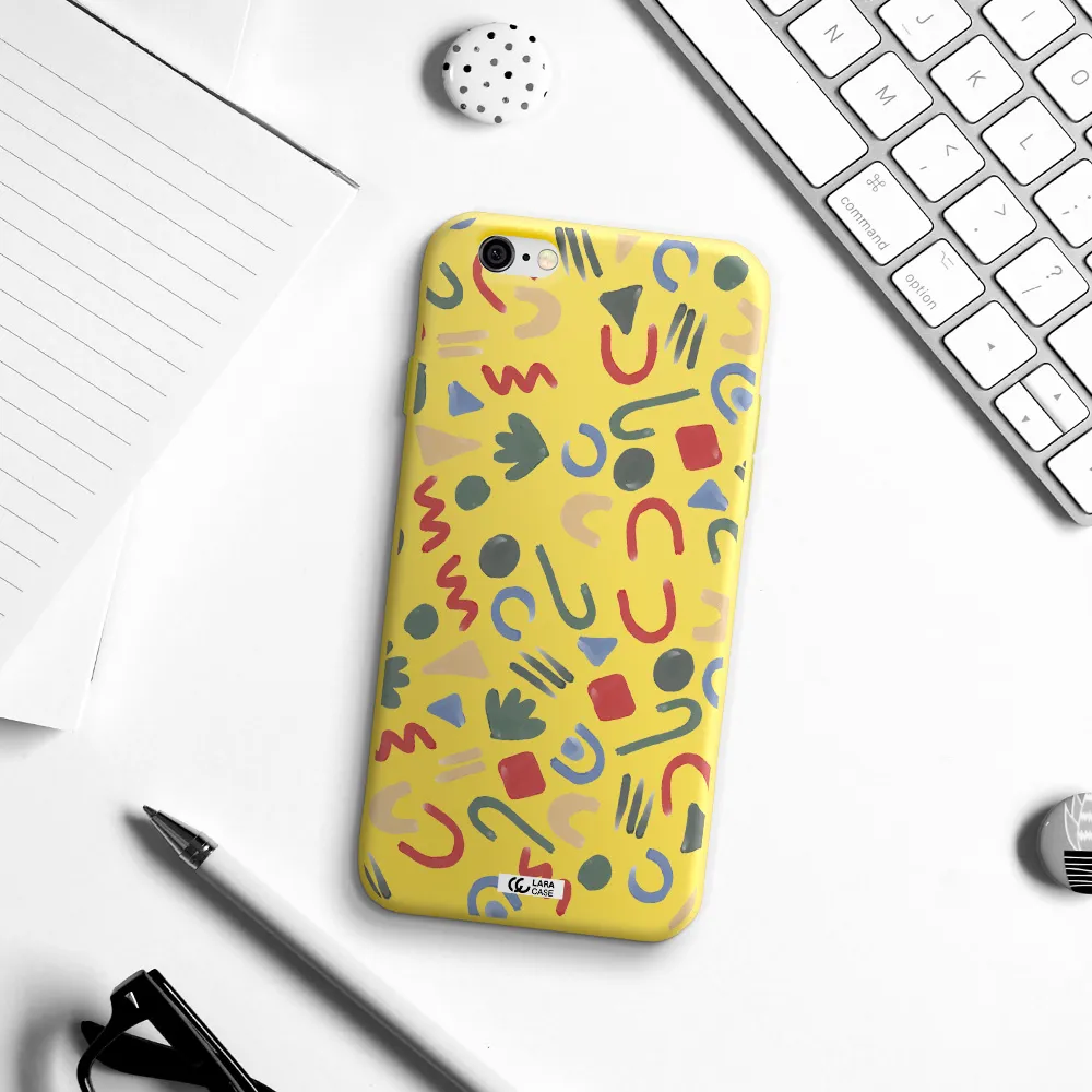 a pattern of colorful shapes Apple iPhone 6 Silicone canary yellow Case