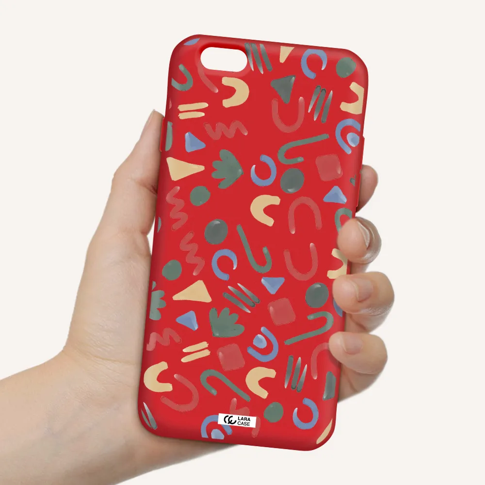 a pattern of colorful shapes Apple iPhone 6 Silicone Imperial Red Case