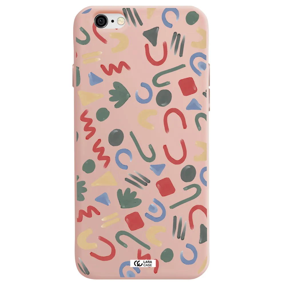 a pattern of colorful shapes Apple iPhone 6 Silicone pastel pink Case