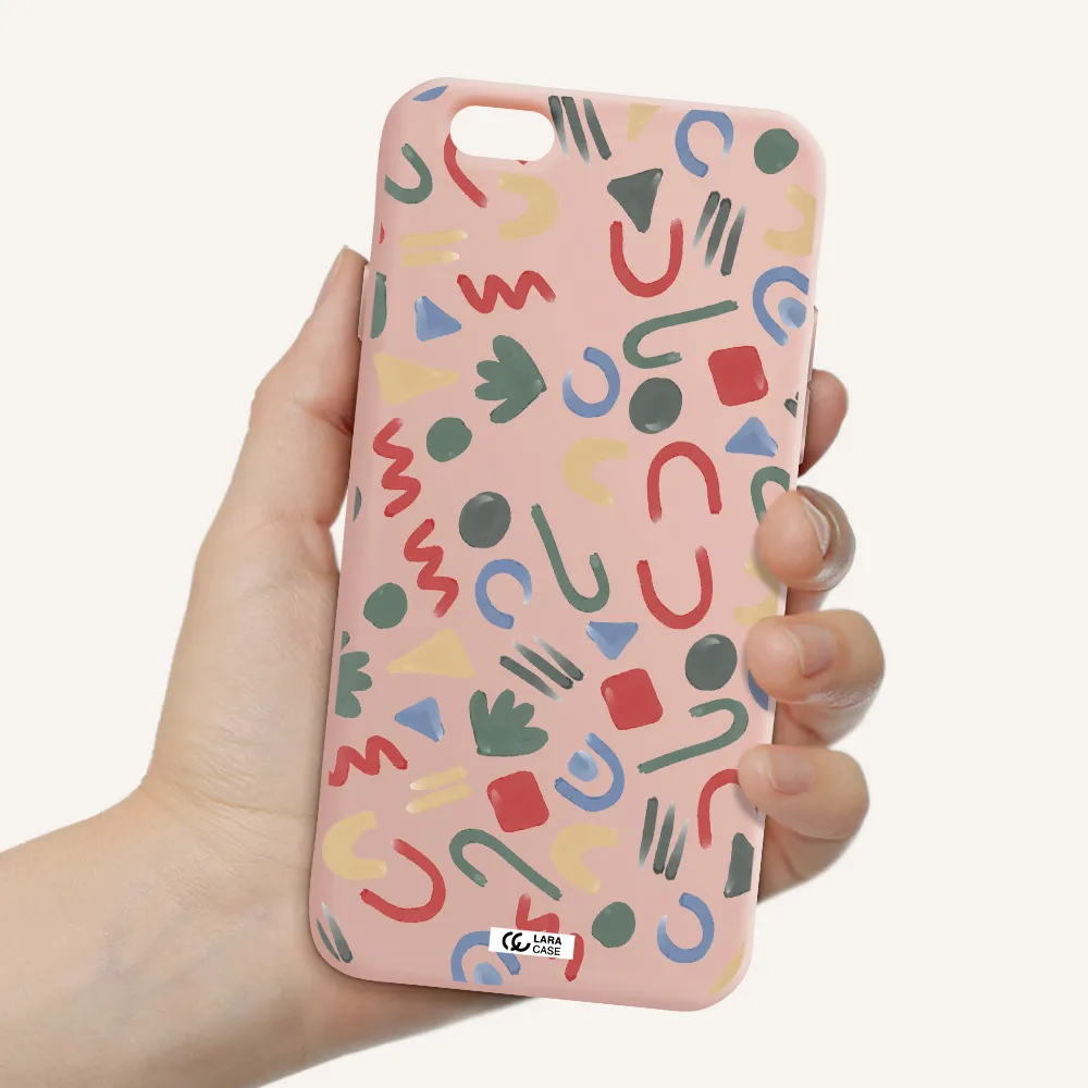 a pattern of colorful shapes Apple iPhone 6 Silicone pastel pink Case