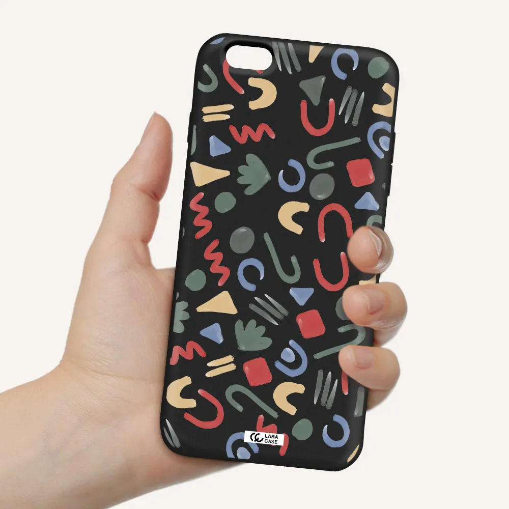 a pattern of colorful shapes Apple iPhone 6S Silicone black Case