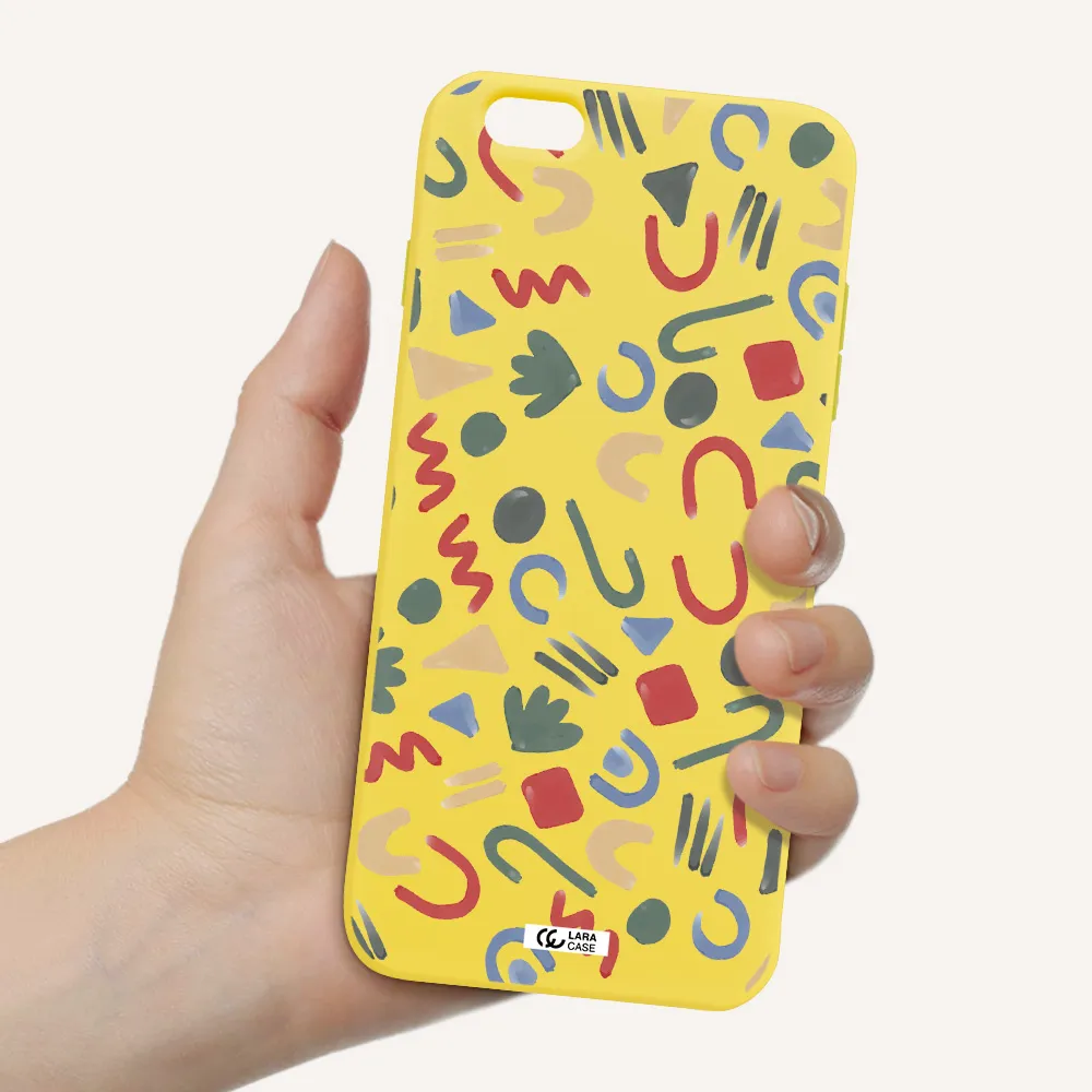 a pattern of colorful shapes Apple iPhone 6S Silicone canary yellow Case