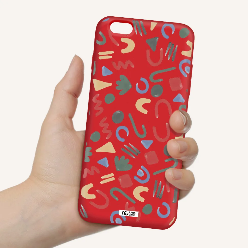 a pattern of colorful shapes Apple iPhone 6S Silicone Imperial Red Case