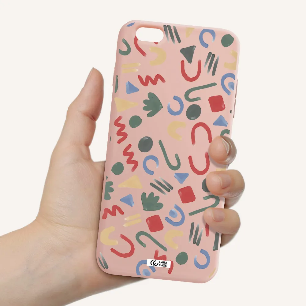 a pattern of colorful shapes Apple iPhone 6S Silicone pastel pink Case