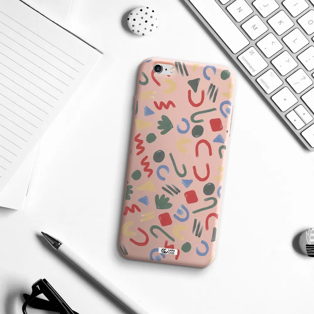 a pattern of colorful shapes Apple iPhone 6S Silicone pastel pink Case