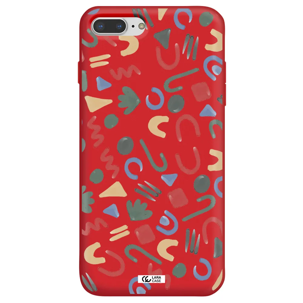 a pattern of colorful shapes Apple iPhone 7 plus Silicone Imperial Red Case