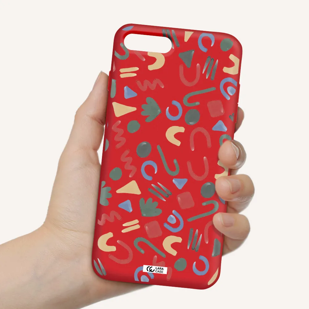 a pattern of colorful shapes Apple iPhone 7 plus Silicone Imperial Red Case