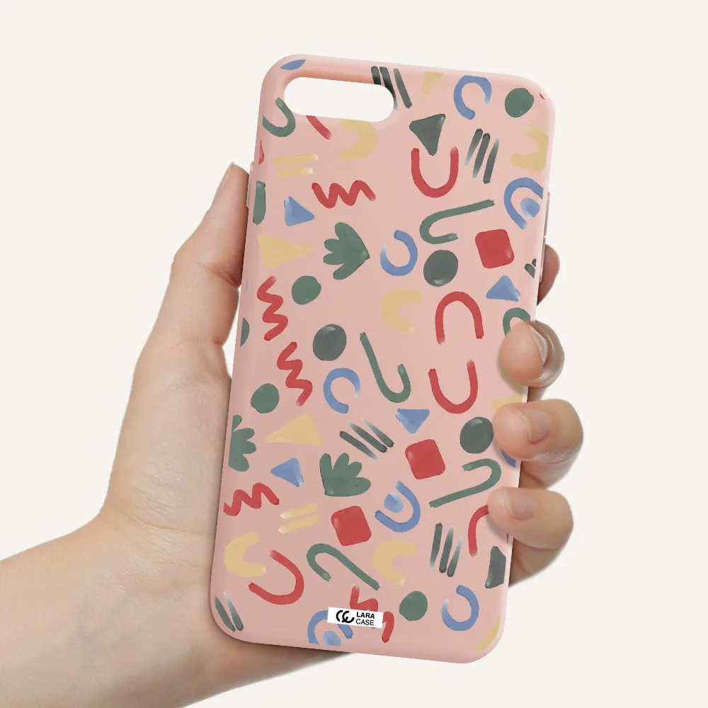 a pattern of colorful shapes Apple iPhone 7 plus Silicone pastel pink Case