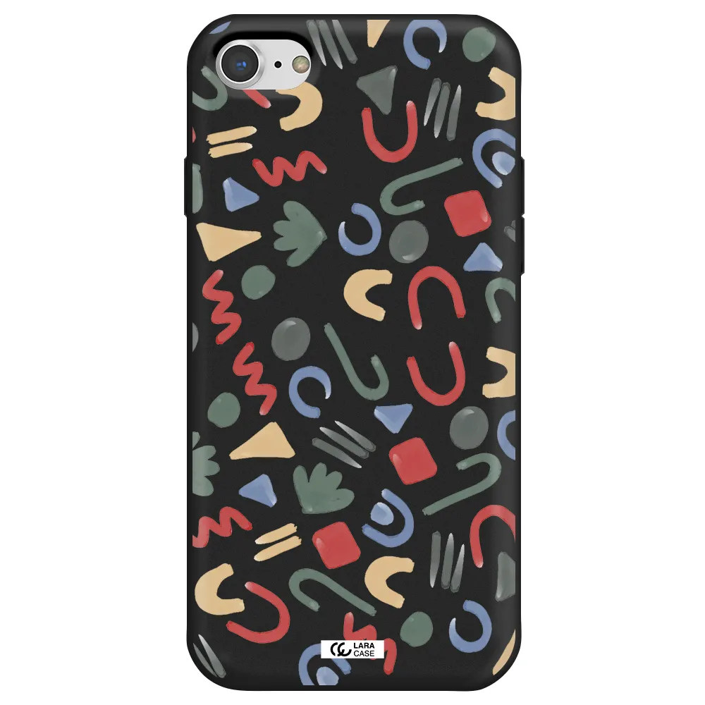 a pattern of colorful shapes Apple iPhone 7 Silicone black Case