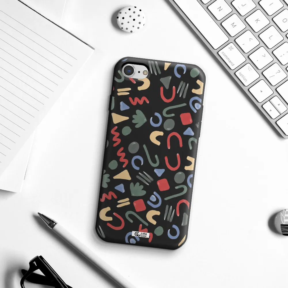 a pattern of colorful shapes Apple iPhone 7 Silicone black Case