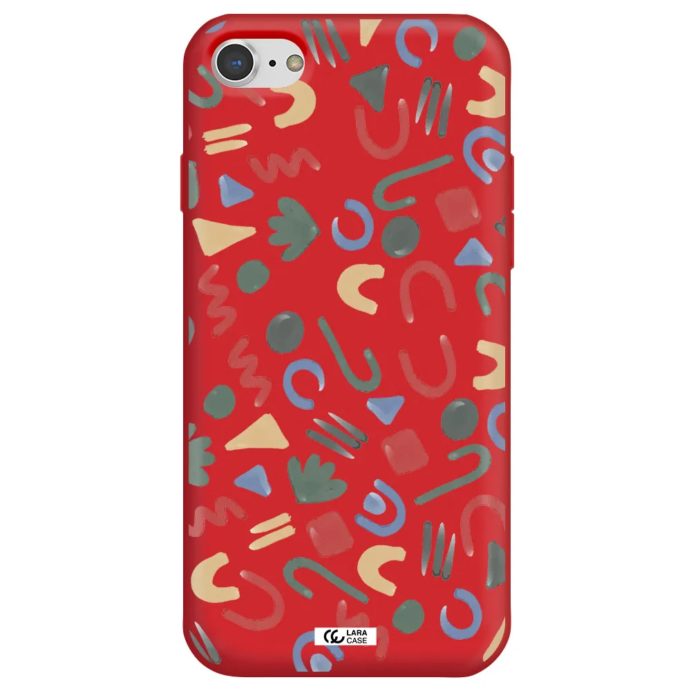a pattern of colorful shapes Apple iPhone 7 Silicone Imperial Red Case