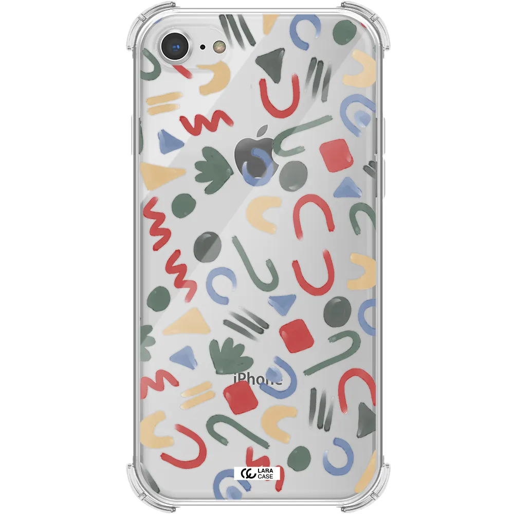 a pattern of colorful shapes Apple iPhone 8 Clear PC Case