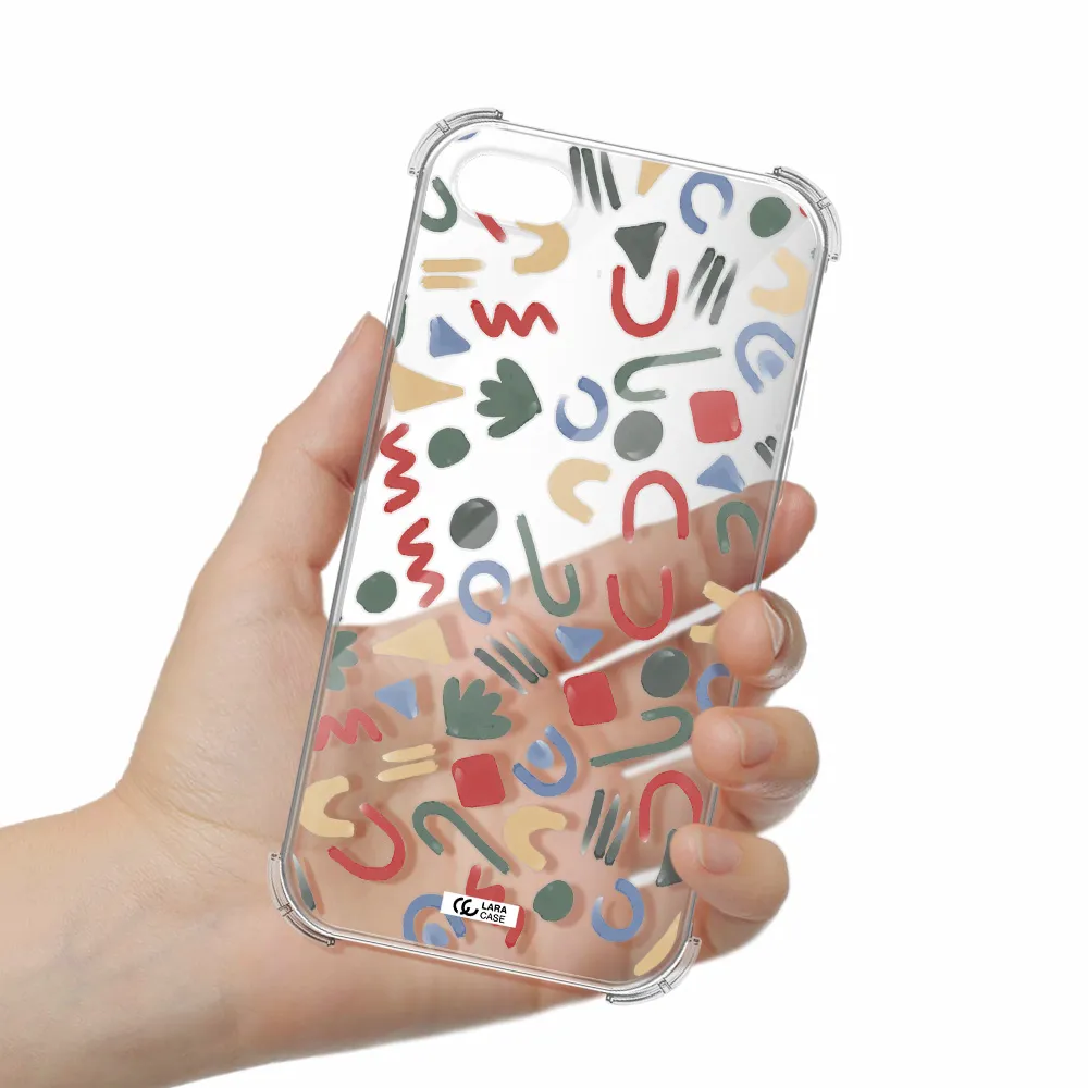 a pattern of colorful shapes Apple iPhone 8 Clear PC Case