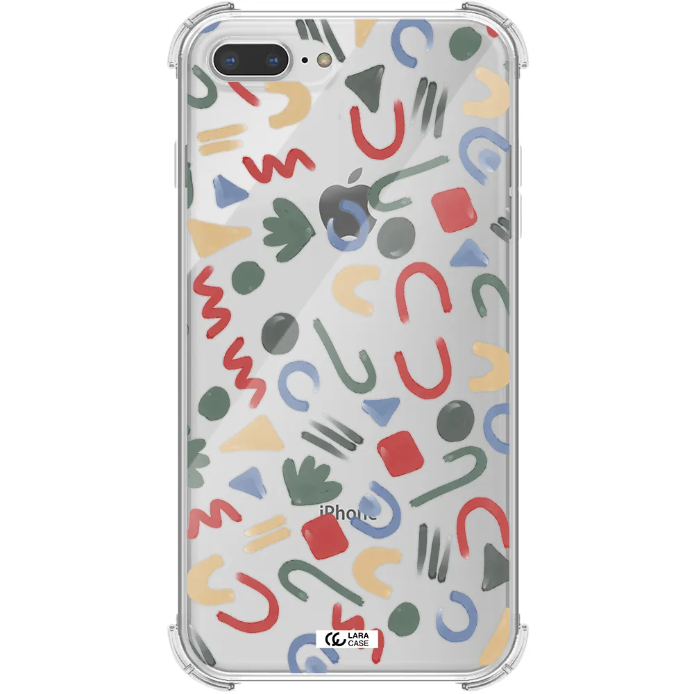 a pattern of colorful shapes Apple iPhone 8 plus Clear PC Case