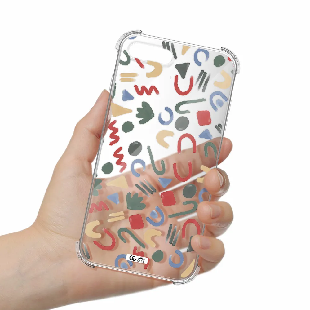a pattern of colorful shapes Apple iPhone 8 plus Clear PC Case
