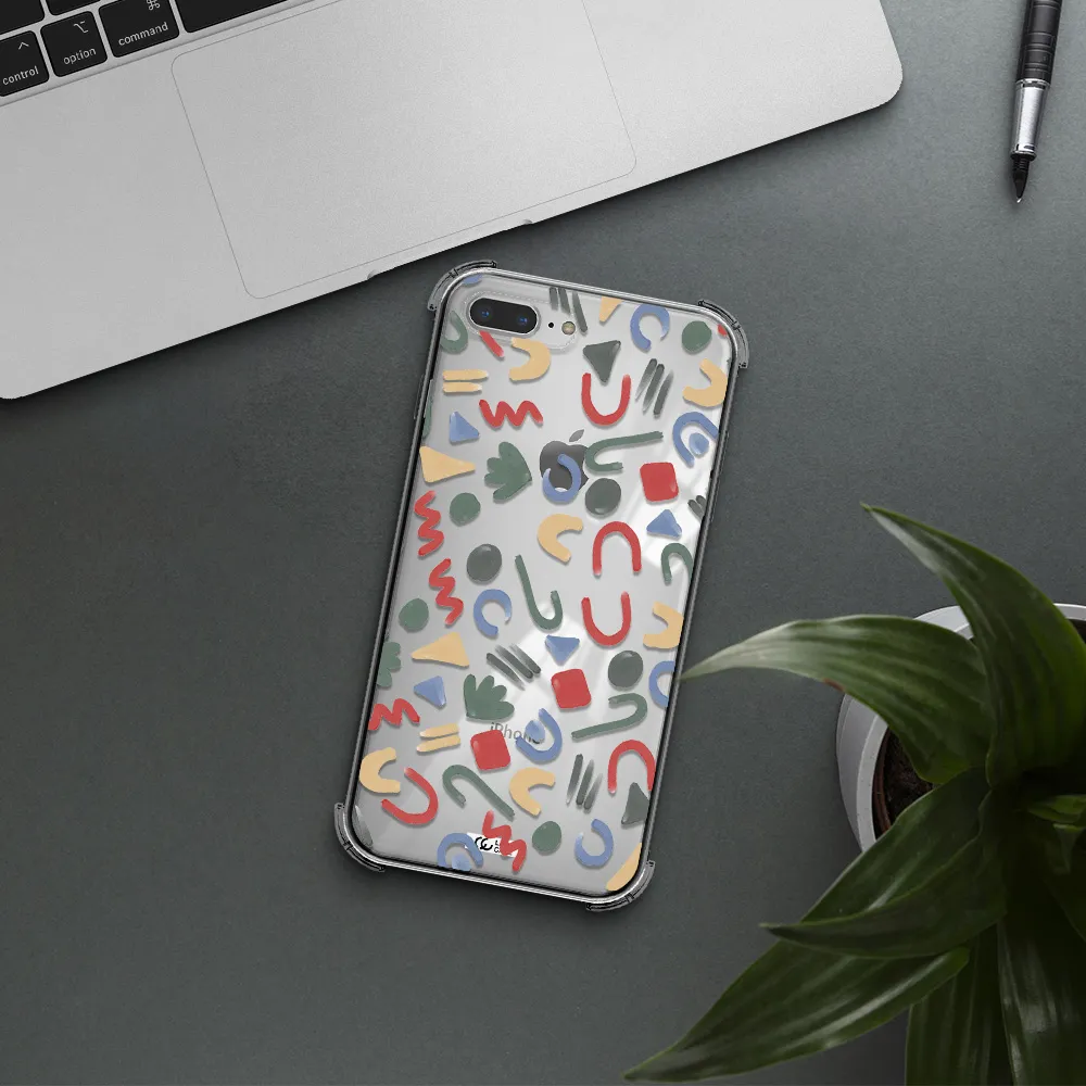 a pattern of colorful shapes Apple iPhone 8 plus Clear PC Case