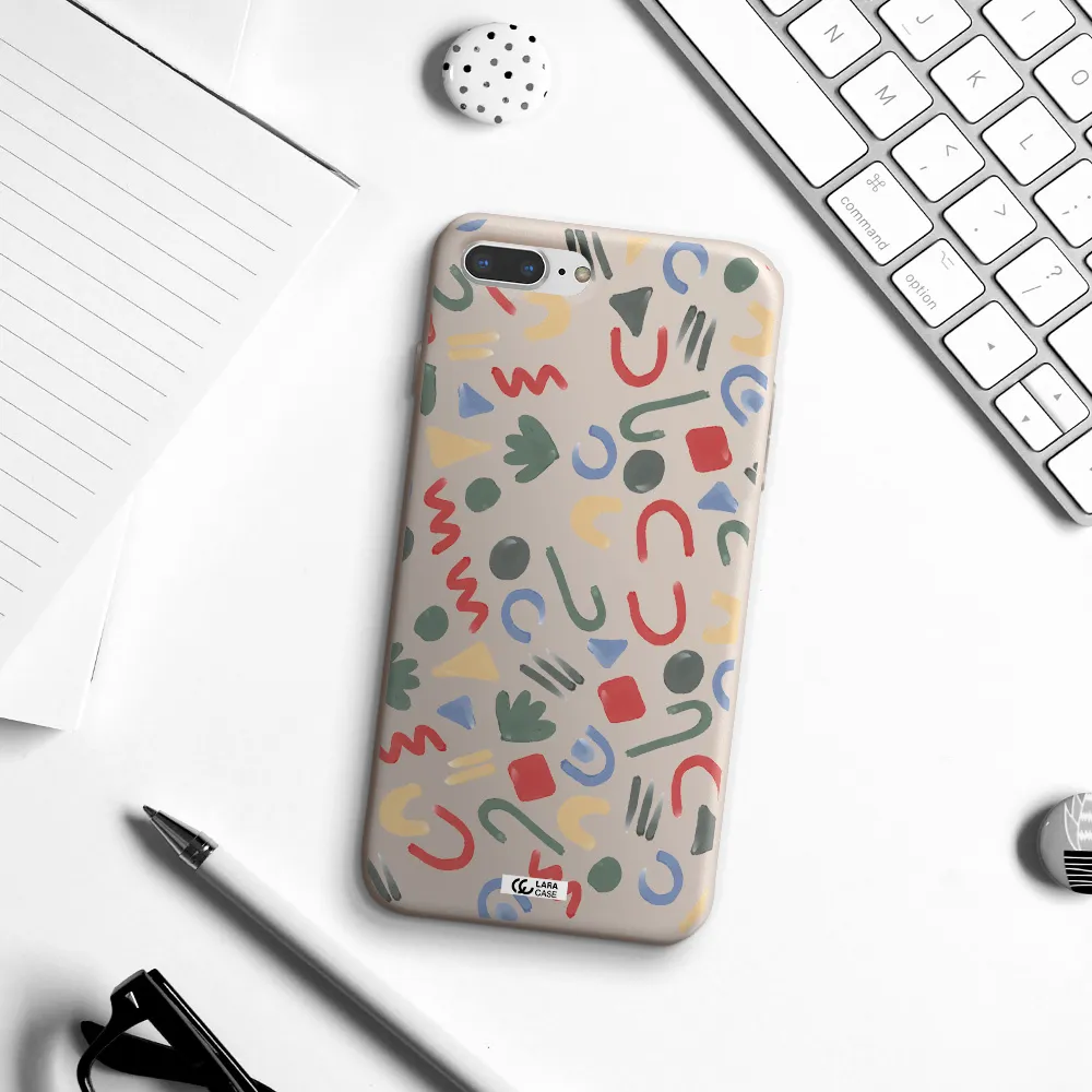 a pattern of colorful shapes Apple iPhone 8 plus Silicone Stone Case