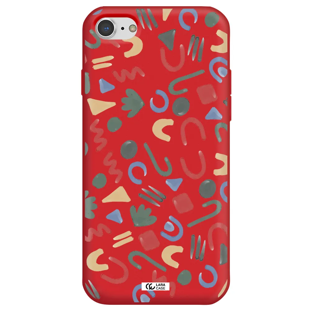 a pattern of colorful shapes Apple iPhone 8 Silicone Imperial Red Case