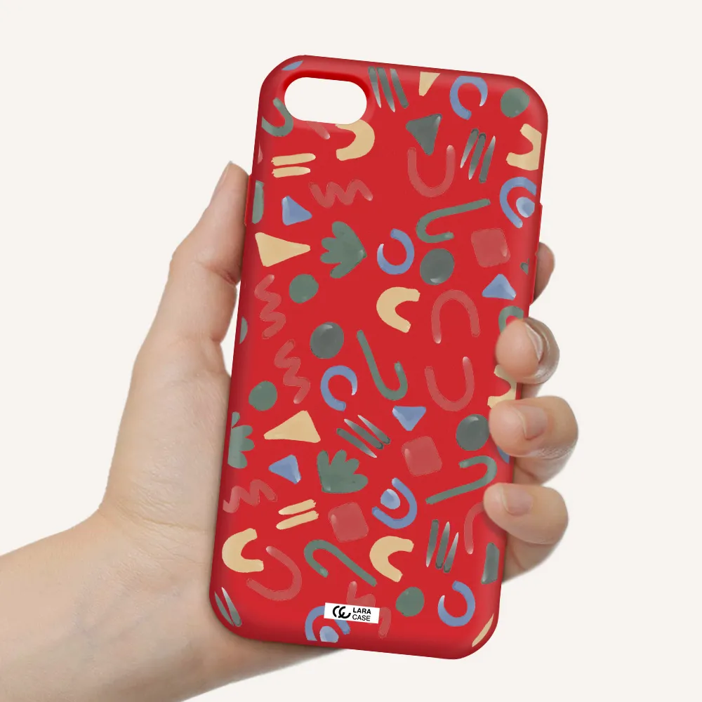 a pattern of colorful shapes Apple iPhone 8 Silicone Imperial Red Case
