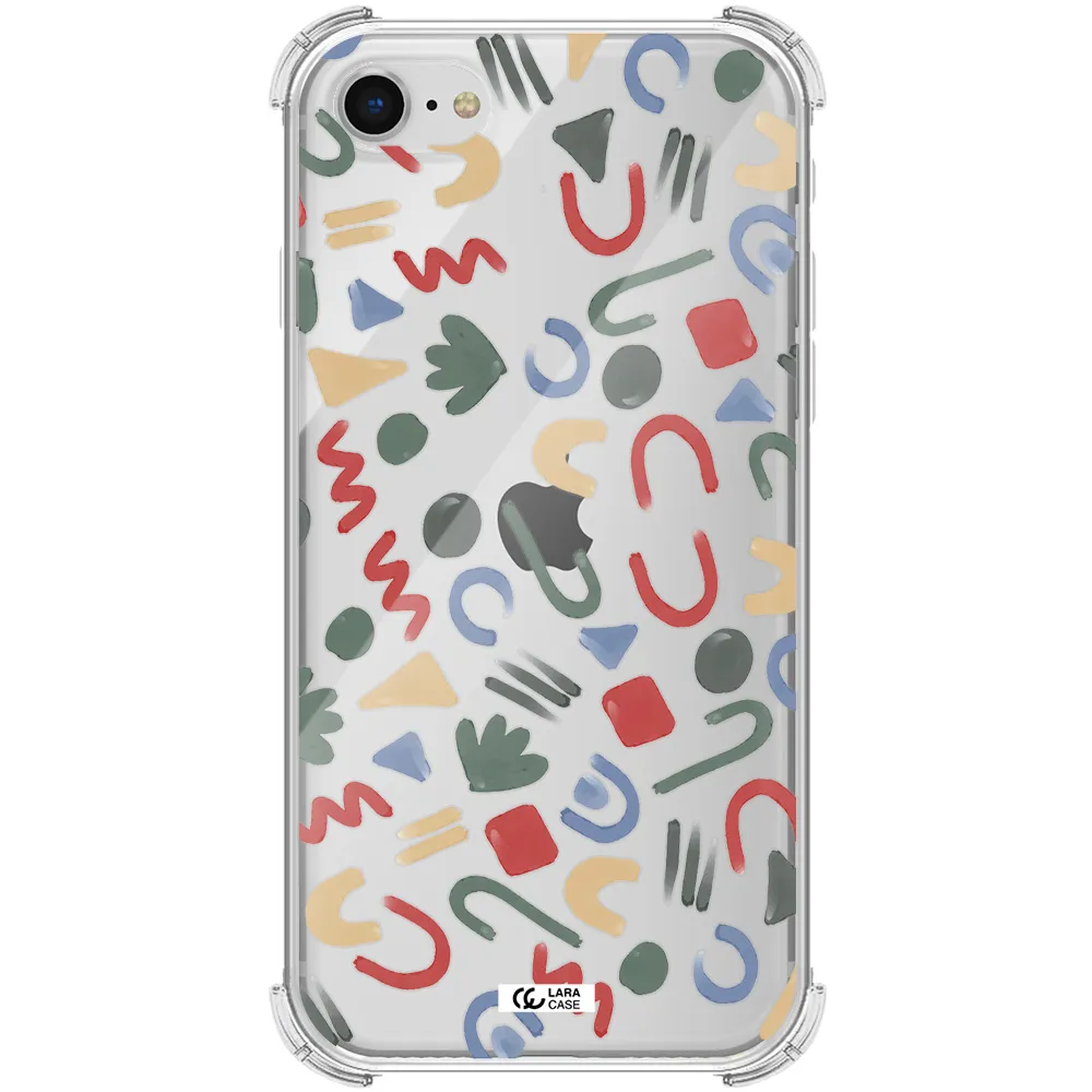 a pattern of colorful shapes Apple iPhone se 2020 Clear PC Case