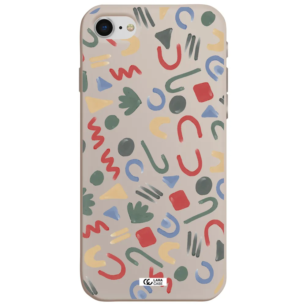 a pattern of colorful shapes Apple iPhone se 2020 Silicone Stone Case