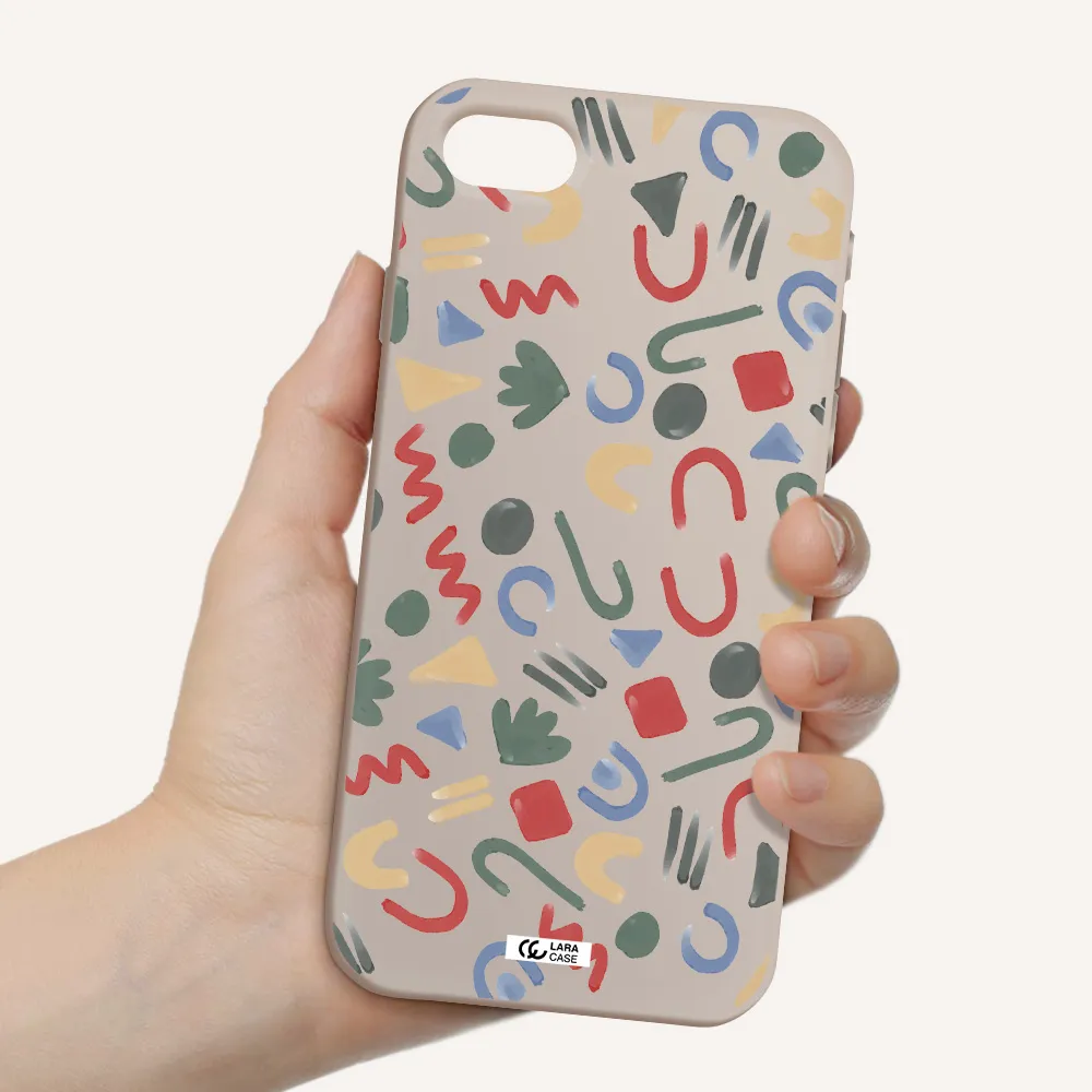 a pattern of colorful shapes Apple iPhone se 2020 Silicone Stone Case